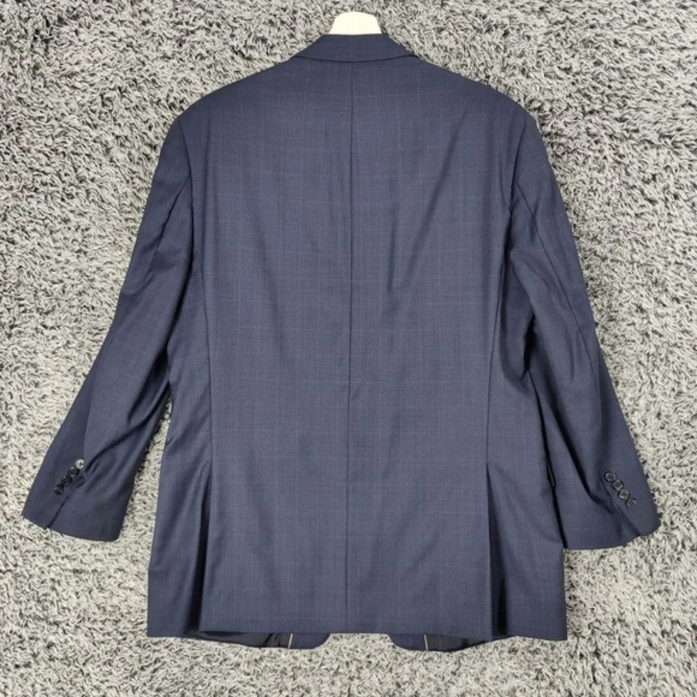 Michael Kors MMK Mens Classic Designer 100% Wool Blazer Jacket 42R Navy Plaid